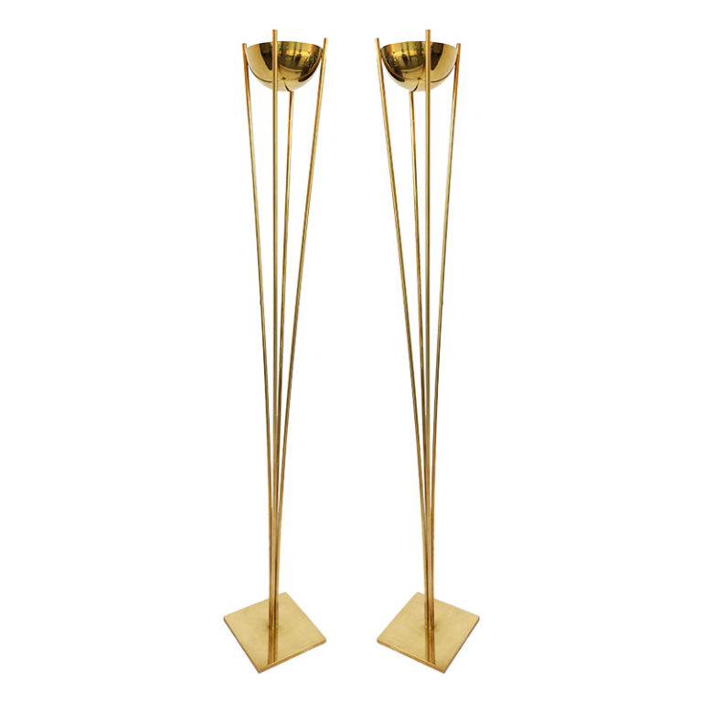 Pair Of 1970s Brass Torcheres Adesso Imports 5451