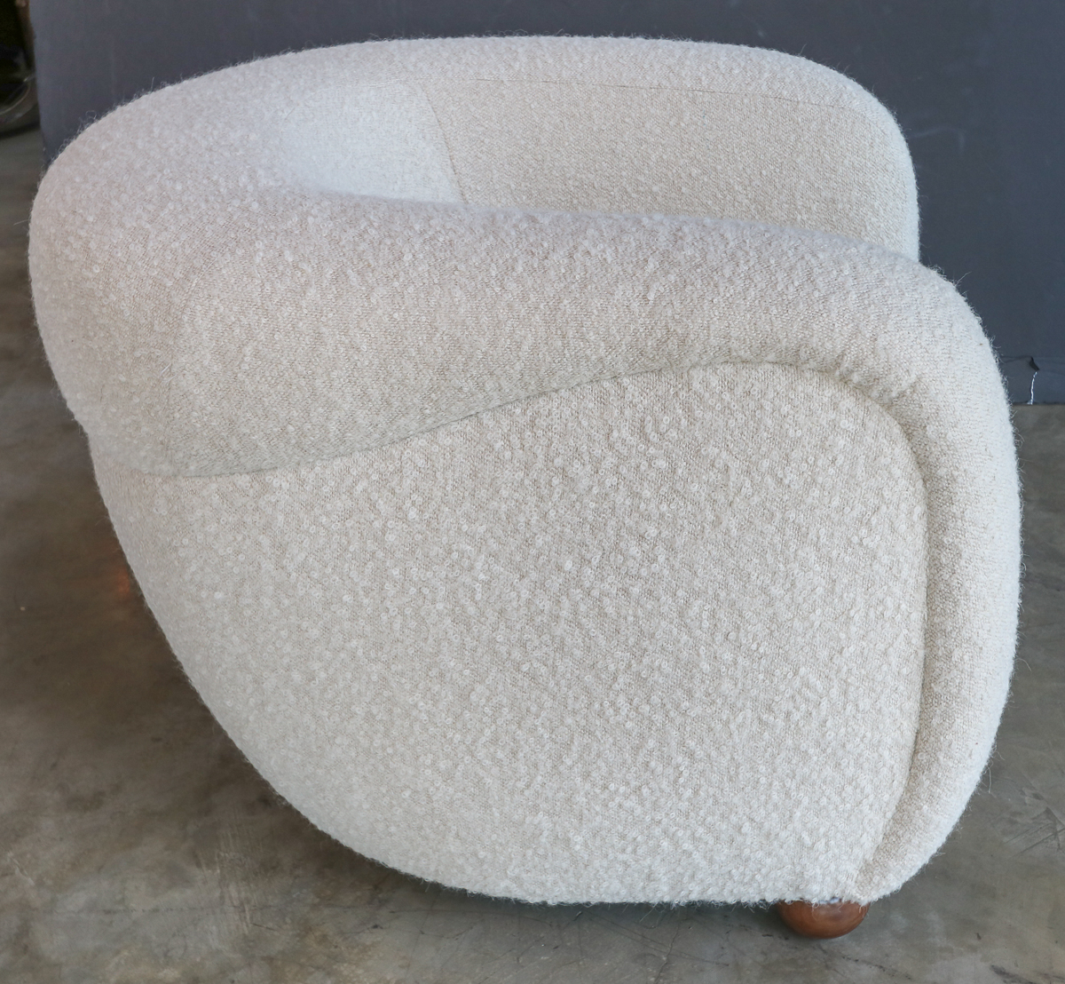 Custom Barrel Lounge Chair in Ivory Boucle Adesso Imports